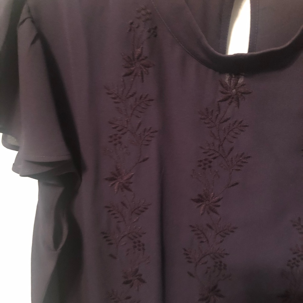 LOFT Navy Embroidered Top - Picture 5 of 8